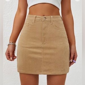 Tan Corduroy Mini Skirt